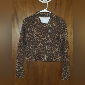 LuLaRoe Leopard Print motto Jacket